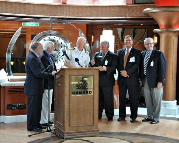 Cunard Queen Victoria plaque exchange ceremony at Port Canaveral