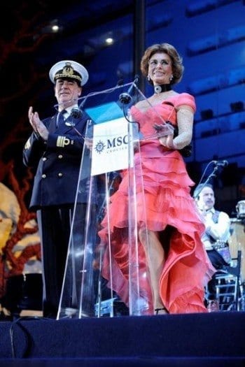 Sophia Loren at the christening of the MSC Fantasi