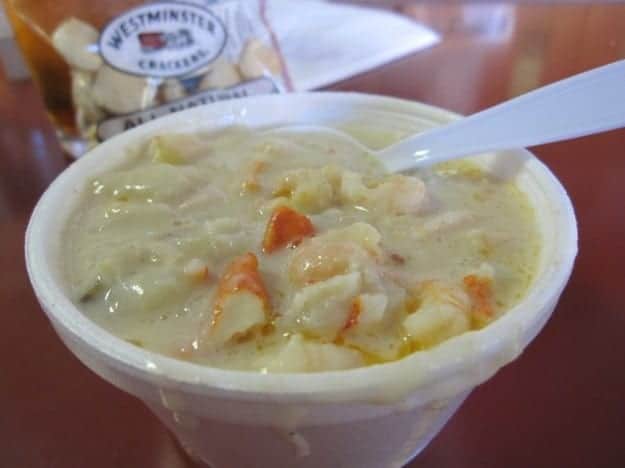 Seafood chowder at Gilberts in Portland Maine