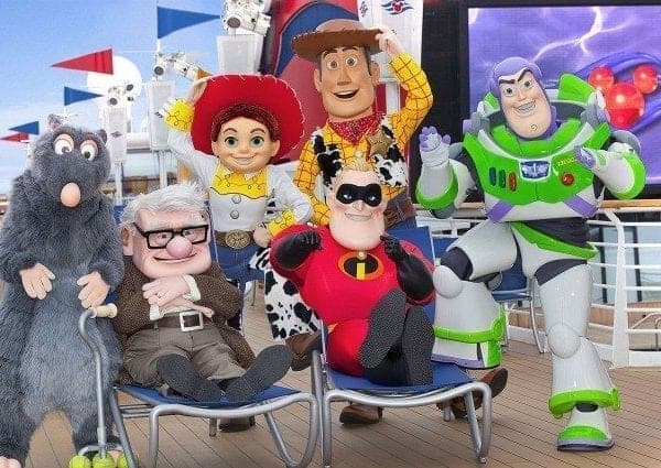 Pixar characters aboard the Disney Wonder