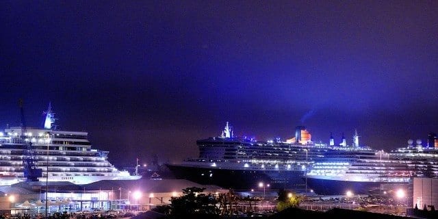 Cunard Line 3 Queens fireworks in Southampton