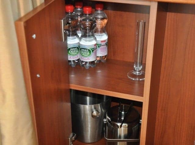 Bottled water on AmaWaterways river cruise cabins