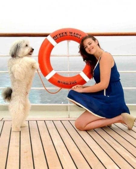Ashleigh and Pudsey on Queen Mary 2
