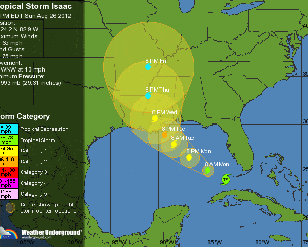 Tropical Storm Isaac 5 day forecast
