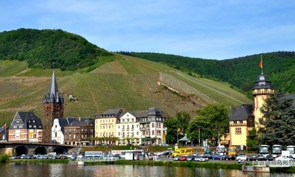 Steep slope vineyards along the Mosel river