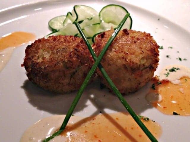 Dungeness crab cakes at the Pinnacle Grill on the Maasdam