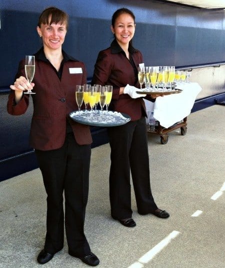Celebrity Cruises traditional welcome aboard champagne.