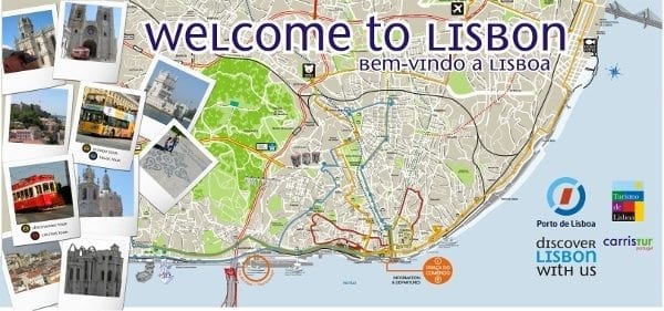 Map of Lisbon Portugal with ports.