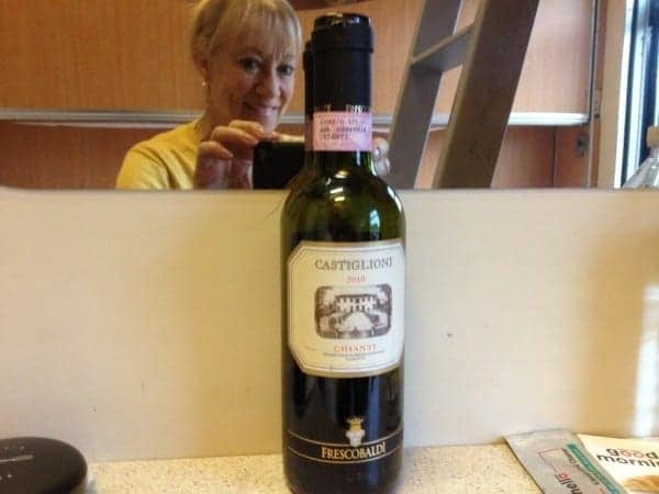 Italian wine aboard Thello train