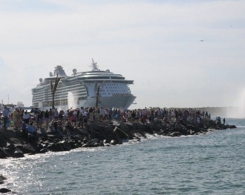 Royal Caribbean's Freedom of the Seas on inaugural departure from Port Canaveral in 2009
