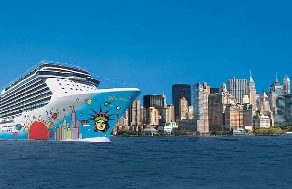 The Norwegian Breakaway against the New York City skyline. Photo credit: Norwegian Cruise Line.