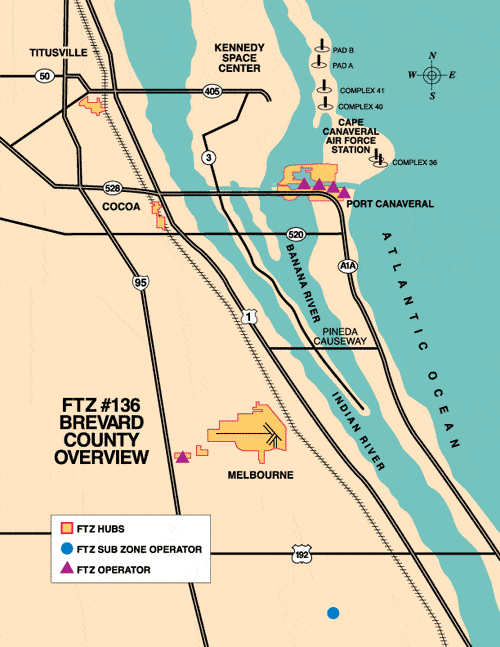 Map of how to drive to Port Canaveral to watch ships sail away