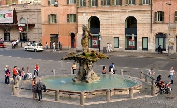 The view from the suite overlooking Piazza Barberini and a Bernini Fountain.