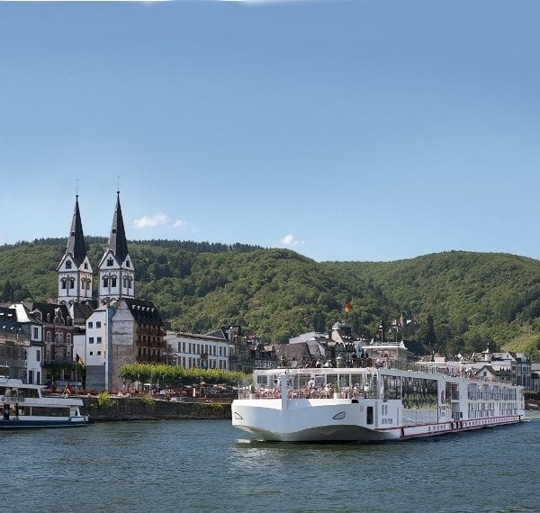 Viking River Cruises, Viking Freya, sails through Boppard, Germany.