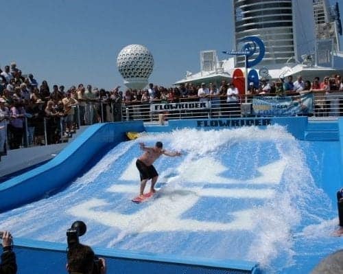 First Time Cruise Vacationers love Royal Caribbean Freedom of the Seas Flowrider.