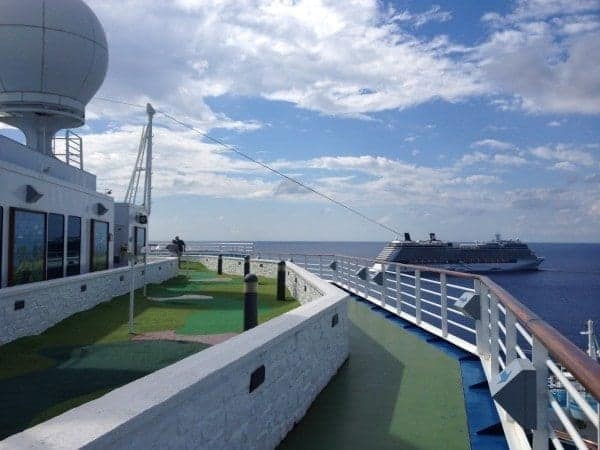 High up on the Sports Deck, deck 19, is the Princess Links 9-hole putt putt golf.