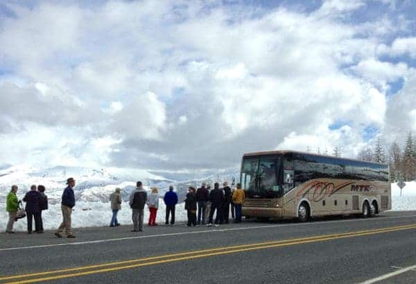 Queen of the West passengers at 3,800' elevation, take in the view of Mt. Saint Helens.