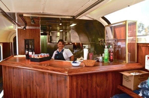 The bar in the Parlour Car aboard Amtrak Coast Starlight.
