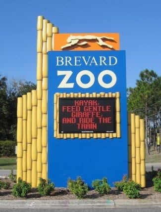 Entrance to Brevard Zoo on Wickham Road off I-95.