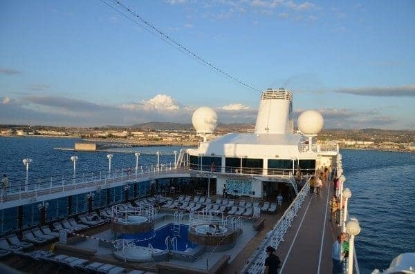 Azamara Journey departs at sunset from Civitavecchia, Italy, the closest port to Rome.