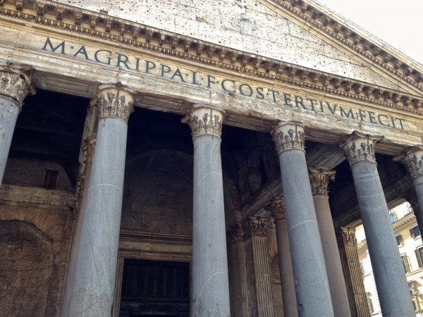 Entrance to the Pantheon in Rome.