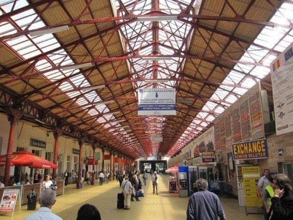 Bucharest train station at mid-morning.