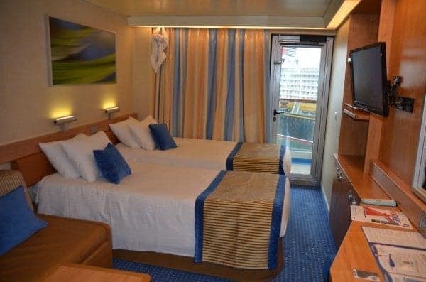 My balcony stateroom with twin beds.