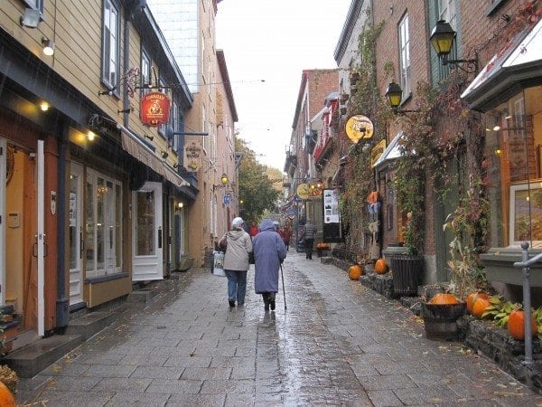 Strolling through Old Quebec City on the lower level.