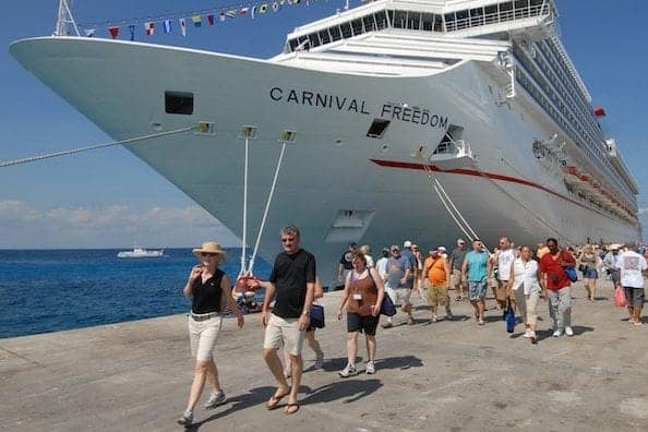 The Carnival Freedom docked in Cozumel.