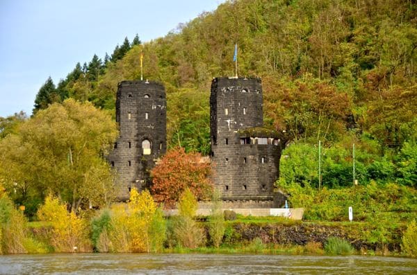The remains of the famous WW2 Bridge at Remagen, along the Rhine River. 