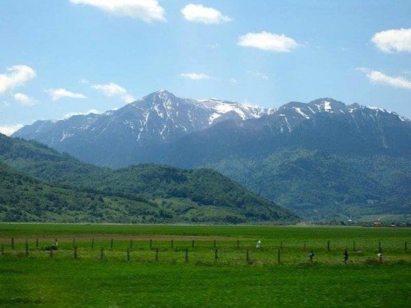 Traveling solo through the Carpathian mountain range on a train to Bucharest.