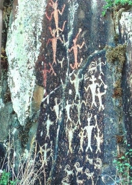 Close-up of the Buffalo Eddy petroglyph, dates back about 4,500 years.