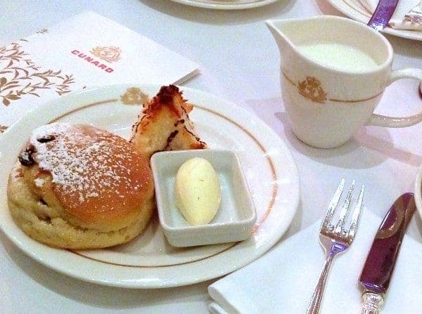 One of 2.7 million scones served at Tea time in the Queen's Lounge aboard Queen Mary 2.