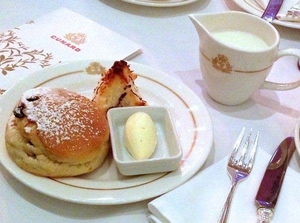 One of 2.7 million scones served at Tea time in the Queen's Lounge aboard Queen Mary 2. 