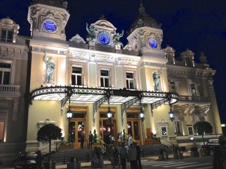 Monte Carlo Casino lit up at night