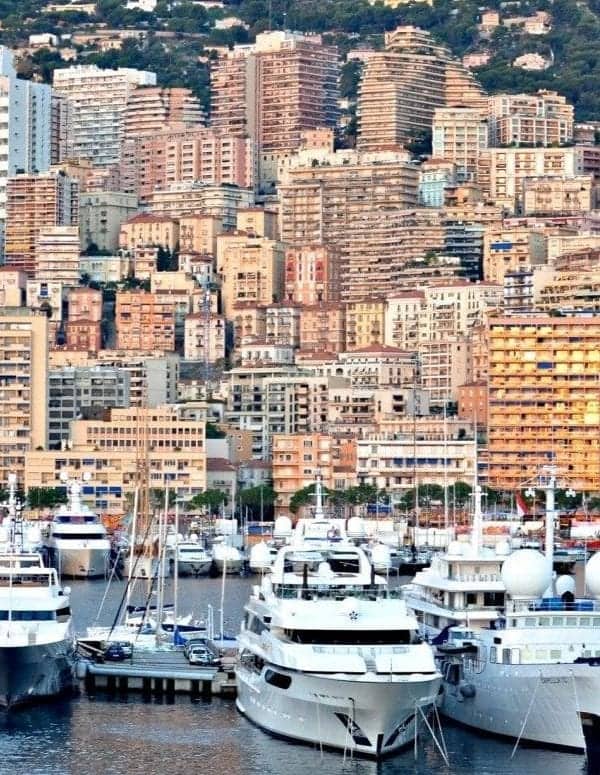 Monte Carlo at sunrise from Port Hercule.