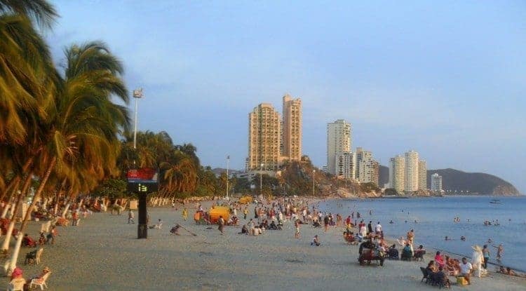 A beautiful stretch of beach in the resort town of Santa Marta, Colombia.