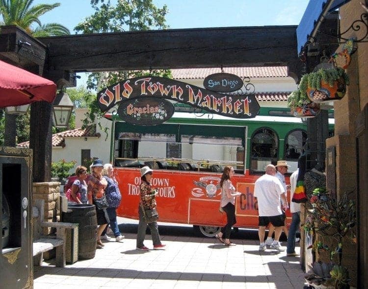San Diego’s Old Town is one of 11 scheduled stops on the Old World Trolley Tour which covers a 25-mile route.