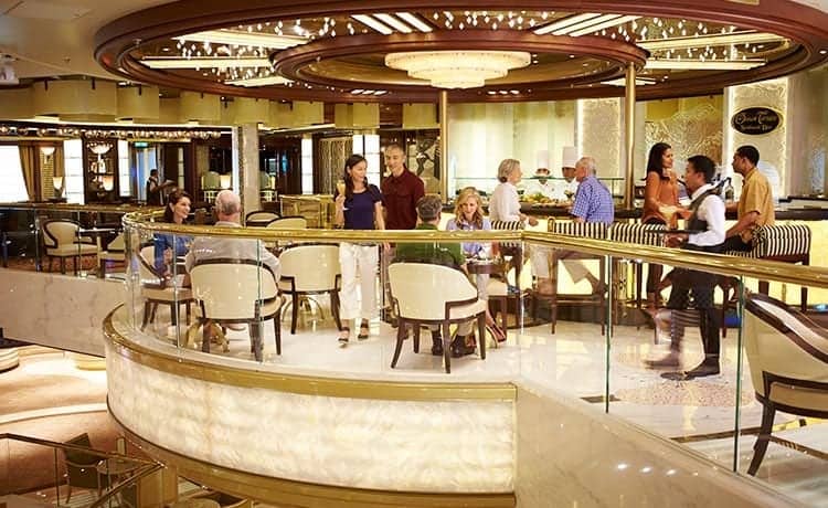 Regal Princess Ocean Terrace Seafood bar in the Atrium features fresh seafood, caviar, sushi, oysters & more.
