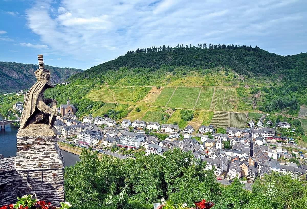 Take a bus or hike to the hilltop Reichsburg Castle in Cochem, Germany on a Mosel River cruise.