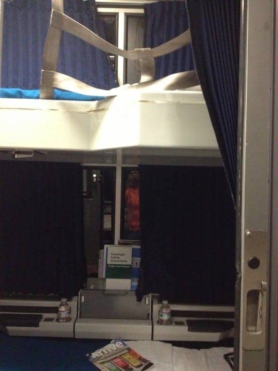 If you're not sharing the roomette, the upper bunk in is a great spot to put extra baggage.