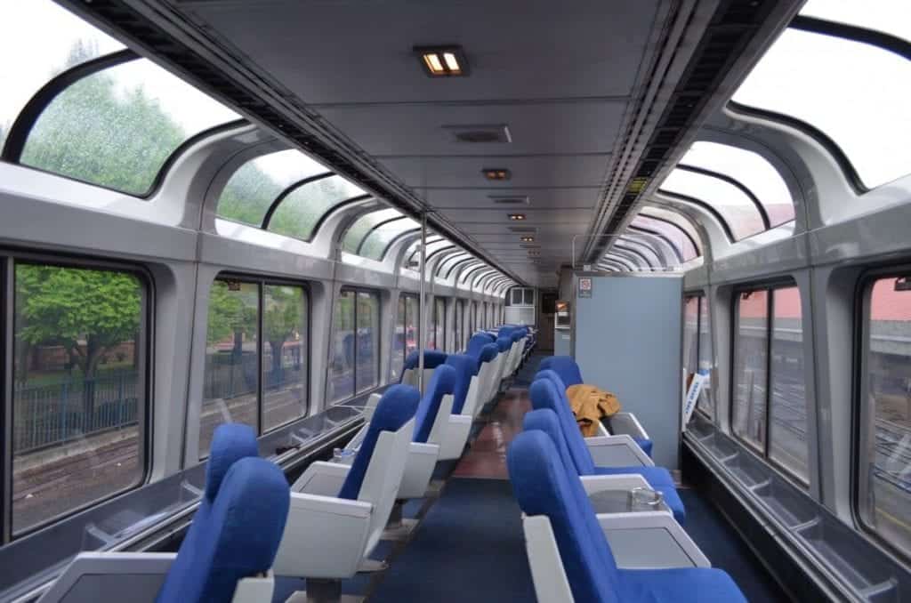Amtrak Observation Car is open both coach seat and sleeper passengers.
