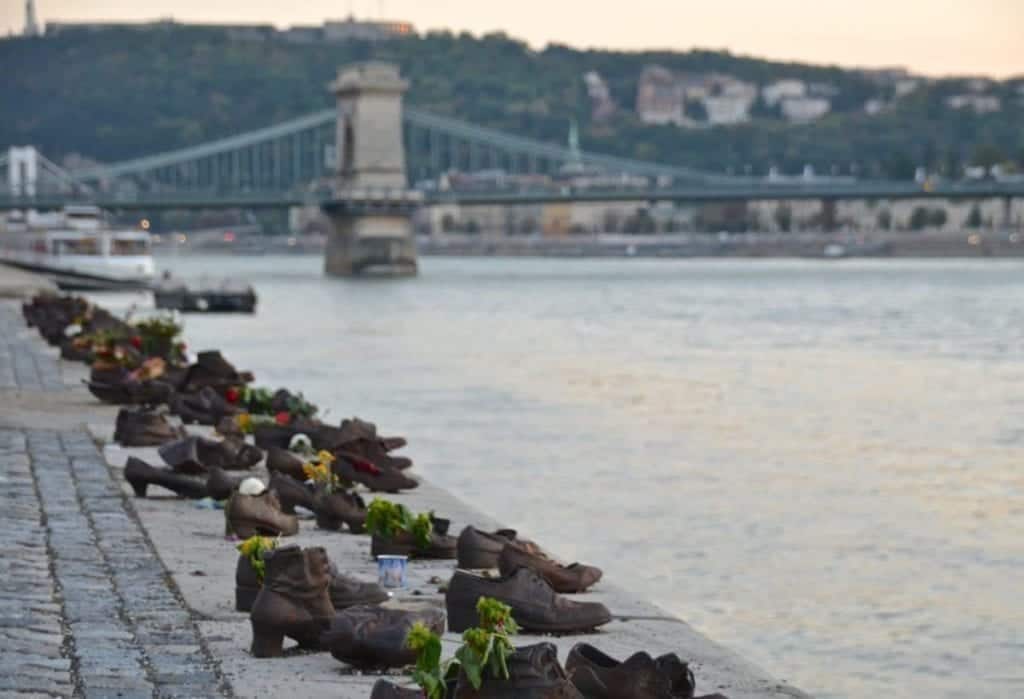 Shoes on the Danube art installation represents the Hungarian Jews who were shot to death by the Arrow Cross Party in WWII 
