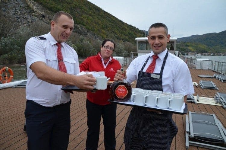 Complimentary drinks on a river cruise but not on most ocean cruises.