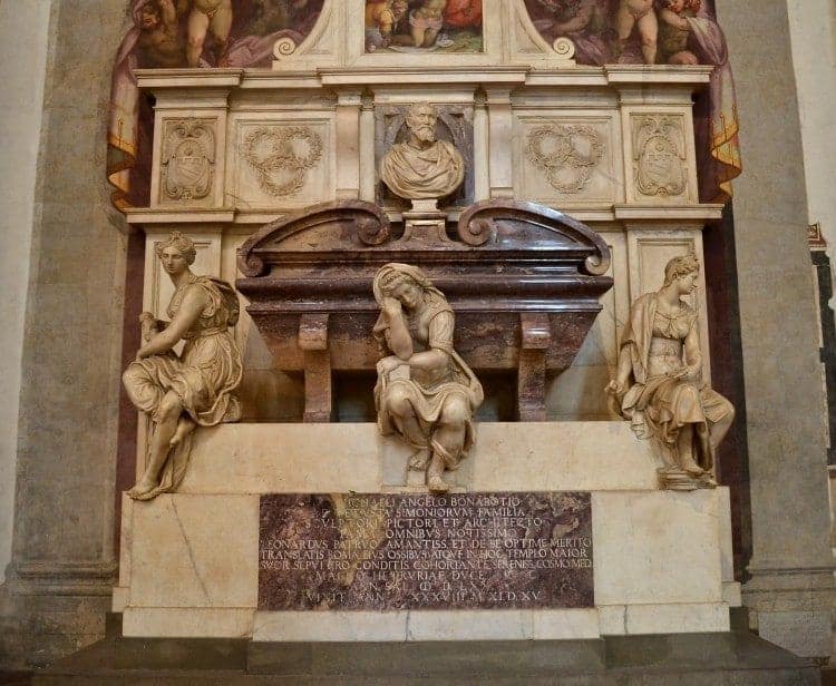 The tomb of Michelangelo at the Santa Croce Church in Florence Italy