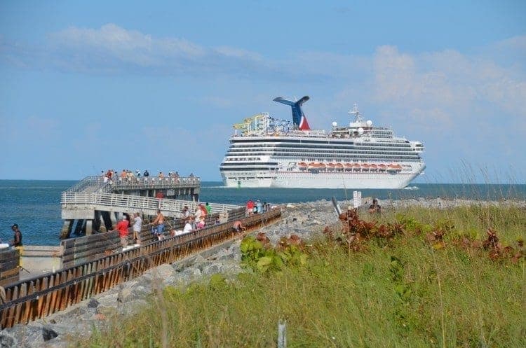 Carnival Sunshine Departs From Port Canaveral As People Line Jetty Park To Wave Goodbye