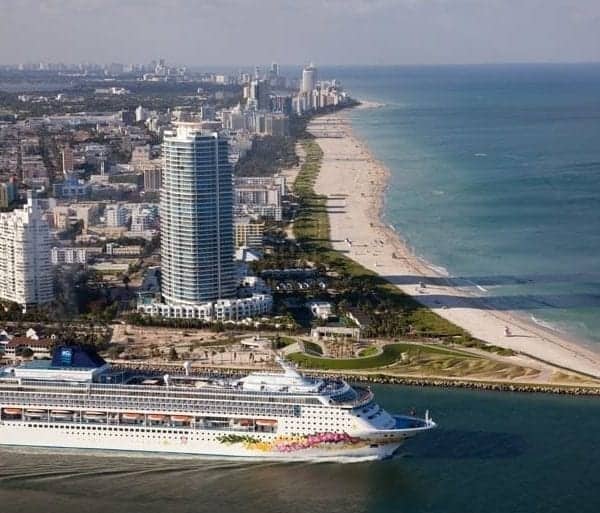 Norwegian Sky leaves the Port of Miami en route to the Bahamas.