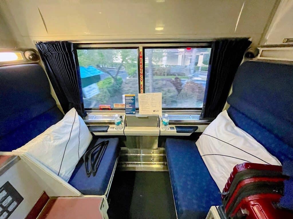 Amtrak train Viewliner I roomette for my ride from Florida to New York.