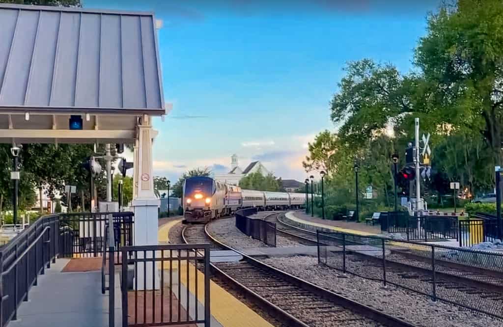 Amtrak Silver Star arrives into Winter Park Florida - Use the Amtrak USA Rail Pass Sale for your coach seat.