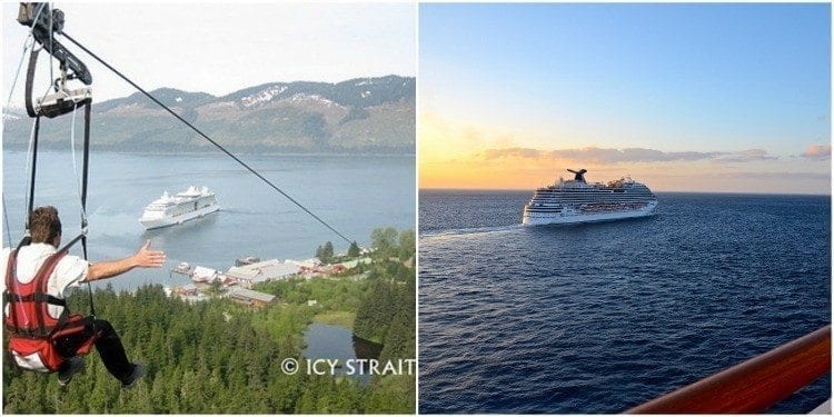 Again, choices. A 82mph ZipRider experience at Icy Strait Point, Alaska or watch the sunset from your balcony stateroom.